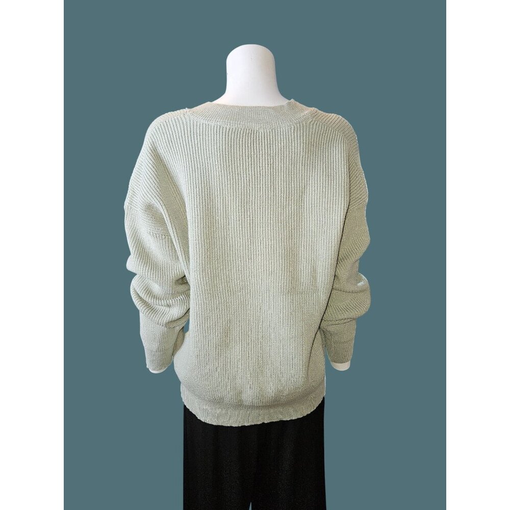 Rd Style Stitch Fix Relaxed V Neck Knit Pullover Sweater Green Women L - Picture 4 of 8